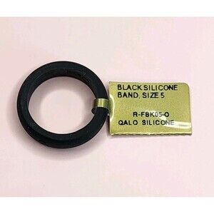 Qalo Womens Solid Black Size 5 Classic Athletic Silicone Ring Band